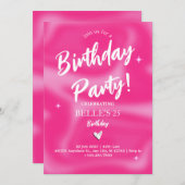 Roze Brushstrokes y2k retro Verjaardagsfeest Kaart (Voorkant / Achterkant)