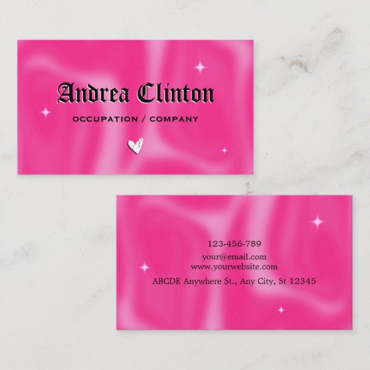 Roze Brushstrokes y2k retro Visitekaartje (Voorkant / Achterkant)