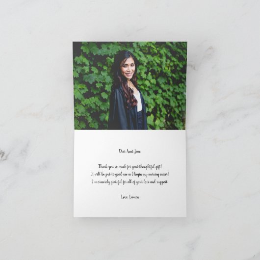 Roze BSN afstuderen dank u foto + bericht Bedankkaart (Binnen)