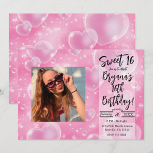 Roze bubbelhartjes Cute meisjesachtige 90's verjaa Kaart