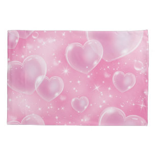 Roze bubbelhartjes Mooie meisjesachtige 90's stijl Kussensloop
