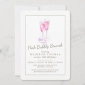 Roze bubbelige brunch champagne bubbels evenement kaart (Voorkant)