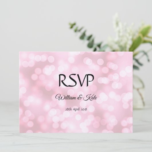 Roze bubbels aangepaste dubbelzijdige bruiloft RSV Kaart (Staand voorkant)