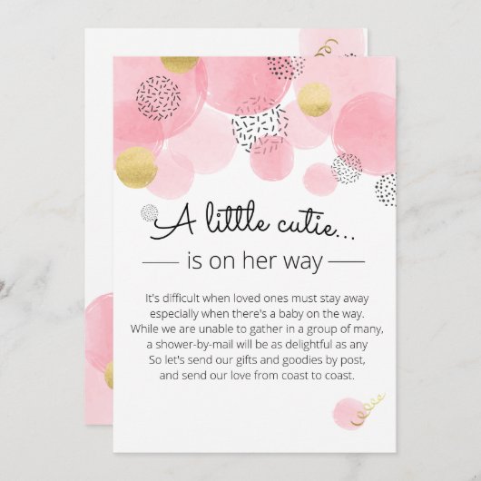 Roze bubbels - Baby shower Uitnodiging (Voorkant / Achterkant)