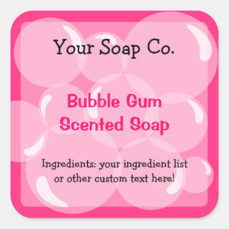 Roze Bubbels Bubble Gum Zeep Label