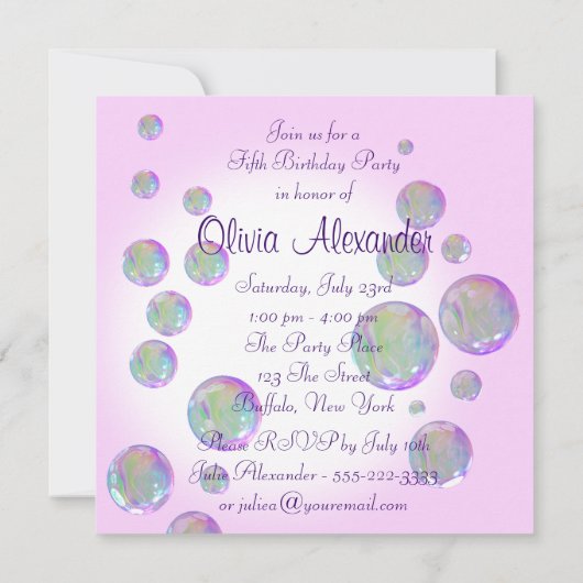 Roze Bubbels Carrousel Pony Meisjes Verjaardagsfee Kaart (Achterkant)