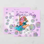 Roze Bubbels Carrousel Pony Meisjes Verjaardagsfee Kaart (Voorkant / Achterkant)