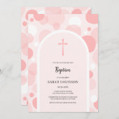 Roze bubbels en boogmeisje doop doop doop kaart (Voorkant / Achterkant)