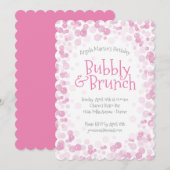 Roze bubbels en brunch party kaart (Voorkant / Achterkant)