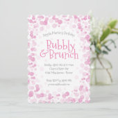 Roze bubbels en brunch party kaart (Staand voorkant)