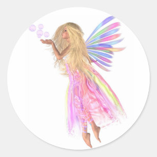 Roze Bubbels Fairy Ronde Sticker