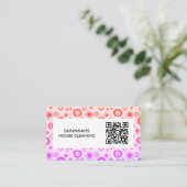 Roze Bubbels Minimale Huis Reiniging Janitorial QR Visitekaartje (Staand voorkant)