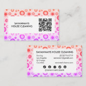Roze Bubbels Minimale Huis Reiniging Janitorial QR Visitekaartje (Voorkant / Achterkant)