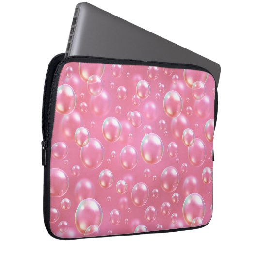 Roze Bubbels Patroon Laptop Sleeve (Voorkant Rechts)