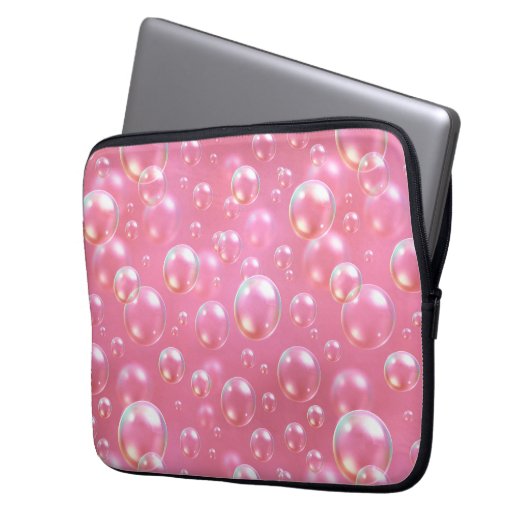 Roze Bubbels Patroon Laptop Sleeve (Voorkant Links)