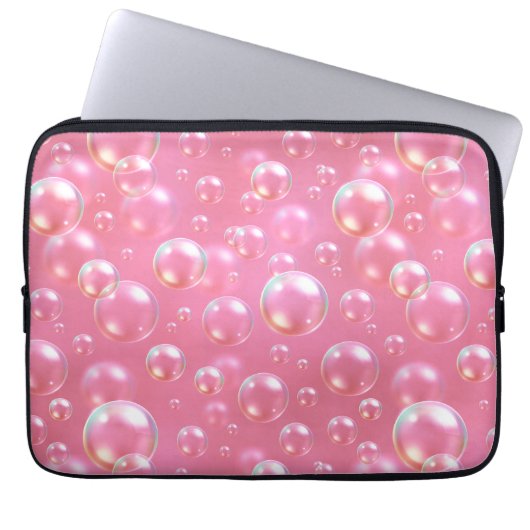 Roze Bubbels Patroon Laptop Sleeve (Voorkant)