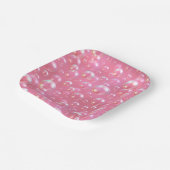 Roze Bubbels Patroon Papieren Bordje (Gebogen)