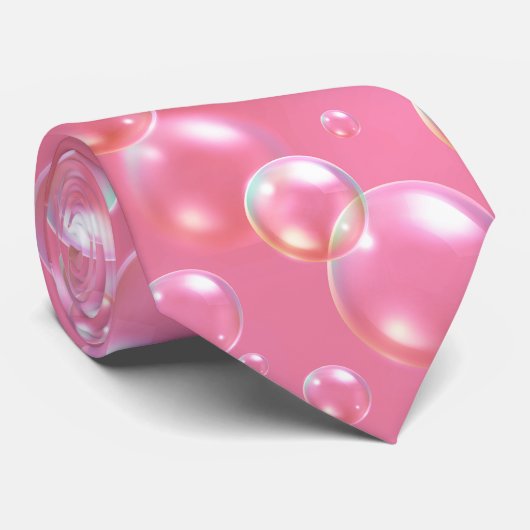 Roze Bubbels Patroon Stropdas (Opgerold)