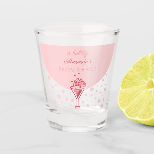 Roze bubbels: Pretty Elegance Fun Bruiloftsfeestje Shot Glas (Voorkant)