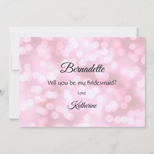 Roze bubbels Wil je mijn bruidsmeisje kaart (Achterkant)