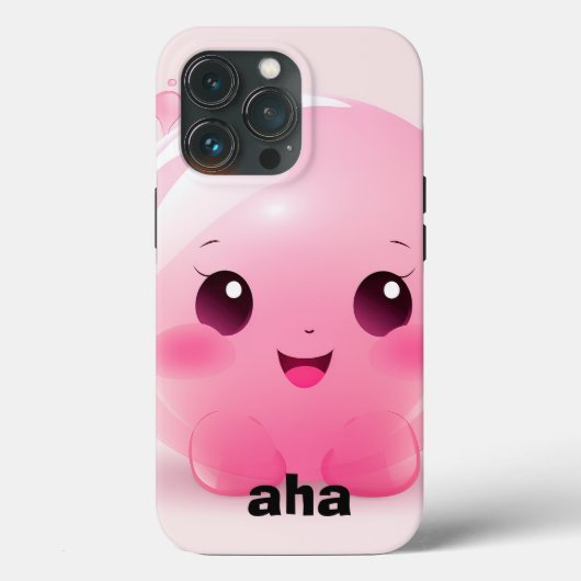 Roze Bubble Cartoon AHA Telefoon Case (Achterkant)