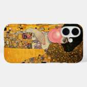 Roze Bubble Gum Dame met Zwarte Kat Gustav Klimt Case-Mate iPhone Case (Achterkant (horizontaal))