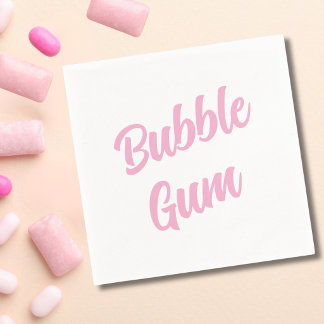 Roze Bubble Gum Eenvoudige Typografie Verjaardagsf Servet