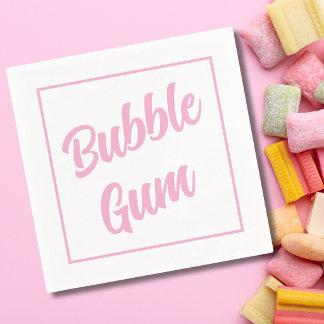 Roze Bubble Gum Eenvoudige Typografie Verjaardagsf Servet