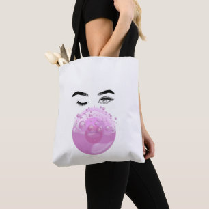 Roze Bubble Gum Esthetiek, Cute Pastel Retro Stijl Tote Bag