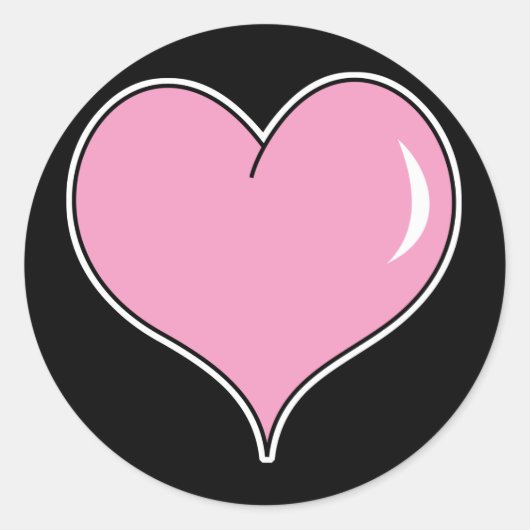 Roze Bubble Gum Hart Ronde Sticker (Voorkant)