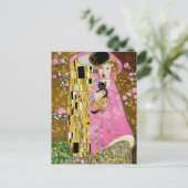 Roze Bubble Gum Lady met Gustav Klimt Kattenkunst Briefkaart (Staand voorkant)