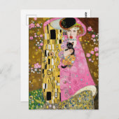 Roze Bubble Gum Lady met Gustav Klimt Kattenkunst Briefkaart (Voorkant / Achterkant)
