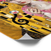 Roze Bubble Gum Lady met Gustav Klimt Kattenkunst Poster (Hoek)