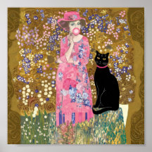 Roze Bubble Gum Lady met Gustav Klimt Kattenkunst