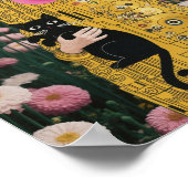 Roze Bubble Gum Lady met Gustav Klimt Kattenkunst Poster (Hoek)