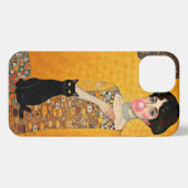 Roze Bubble Gum Lady met zwarte kat Gustav Klimt iPhone Hoesje (Achterkant horizontaal)