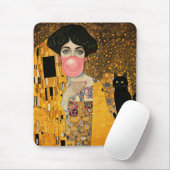 Roze Bubble Gum Lady met zwarte kat Gustav Klimt Muismat (Met muis)