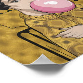 Roze Bubble Gum Lady met zwarte kat Gustav Klimt Poster (Hoek)