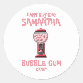 Roze Bubble Gum Snoep Machine Ronde Sticker