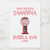 Roze Bubble Gum Snoep Machine Voedselcontainer Etiket (Enkel label)