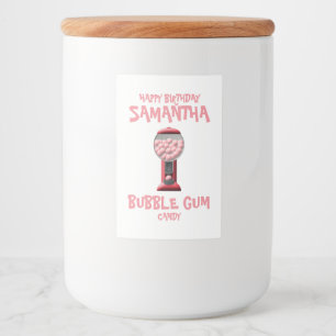 Roze Bubble Gum Snoep Machine Voedselcontainer Etiket