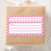 Roze Bubble Gum Strepen Etiket (Insitu)