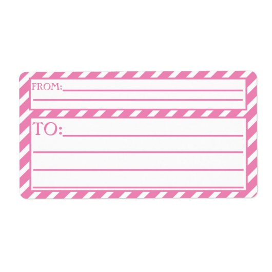 Roze Bubble Gum Strepen Etiket (Voorkant)