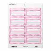 Roze Bubble Gum Strepen Etiket (Full Sheet)