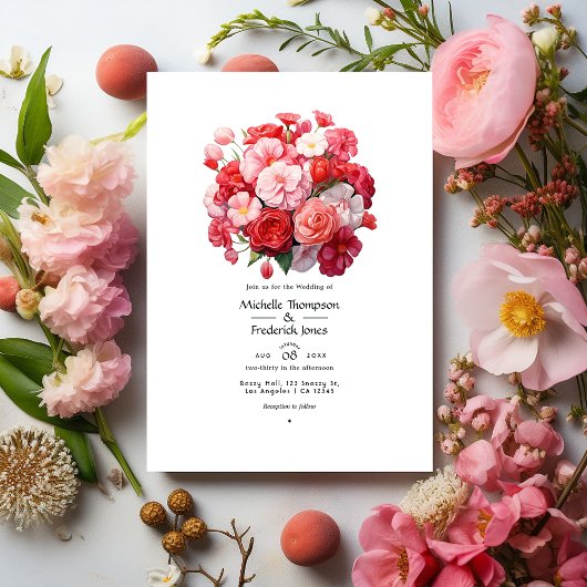 Roze Bubble Gum, Suikerspin & Aardbei Bruiloft Kaart