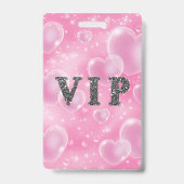 Roze Bubble Hearts Verjaardagsfeest VIP Pas Badge (Achterkant)