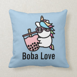 Roze Bubble Tea & Eenhoorn Sierkussen