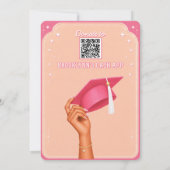 Roze Bubblegum Afro-Amerikaanse Eregraad Afgestude Kaart (Achterkant)