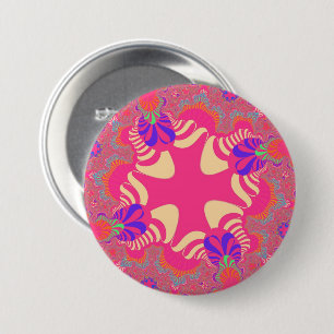 Roze Bubblegum Cross Ronde Button 7,6 Cm