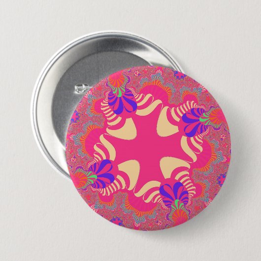Roze Bubblegum Cross Ronde Button 7,6 Cm (Voorkant /achterkant)